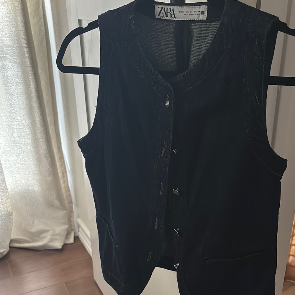 Zara denim Button-Up Vest